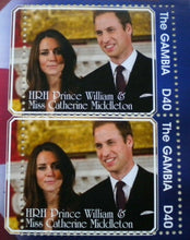 Load image into Gallery viewer, 2011 ROYAL ENGAGEMENT WILLIAM &amp; KATE 8 FEBRUARY THE GAMBIA  MINIATURE SHEET MNH
