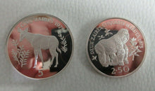 Load image into Gallery viewer, 1975 ROYAL MINT SILVER PROOF ZAIRES CONSERVATION SILVER 5 &amp; 2.50 ZAIRS COINS
