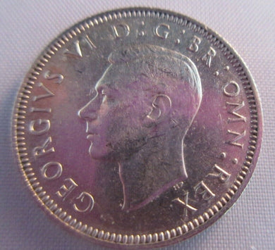 1945 KING GEORGE VI BARE HEAD .500 SILVER UNC ONE SHILLING COIN & CLEAR FLIP S3