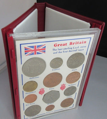 GB THE LAST STERLING COINS £.S.D & THE FIRST DECIMAL ISSUE & ROYAL MINT RED BOOK