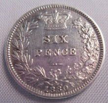 Load image into Gallery viewer, 1880 QUEEN VICTORIA YOUNG BUN HEAD 6d SIXPENCE aUNC IN PROTECTIVE CLEAR FLIP
