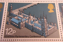 Load image into Gallery viewer, 1975 PALACE OF WESTMINSTER 12P BLOCK OF 20 X STAMPS MNH &amp; STAMP HOLDER
