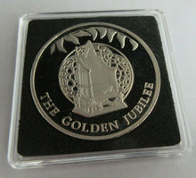 Load image into Gallery viewer, 2002 QEII GOLDEN JUBILEE QUEENS THRONE PROOF 50P CROWN BOX &amp; COA
