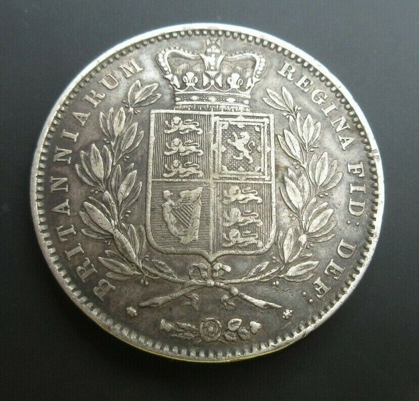 1845 Queen Victoria Young Head Silver Crown ref Spink 3882 VF  Cc1