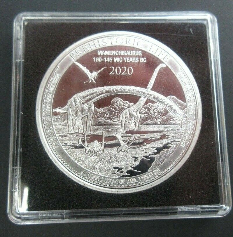 2020 PREHISTORIC LIFE MAMENCHISAURUS Congo 1oz .999 BU silver QUAD CAPSULE