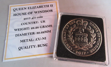 Load image into Gallery viewer, 2017 QUEEN ELIZABETH II HOUSE OF WINDSOR BUNC £5 FIVE POUND COIN QUAD CAP &amp; COA
