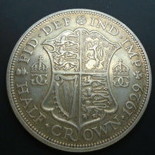 Load image into Gallery viewer, 1929 GEORGE V BARE HEAD COINAGE HALF 1/2 CROWN SPINK 4037 CROWNED SHIELD 3
