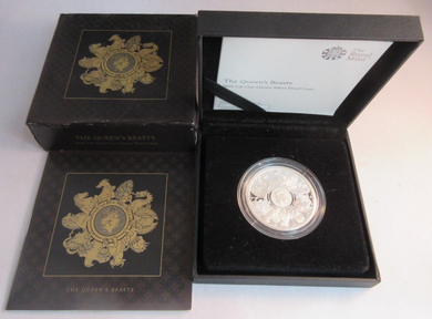 2021 UK £2 THE QUEENS BEASTS 1OZ SILVER PROOF TWO POUND COIN BOX & COA