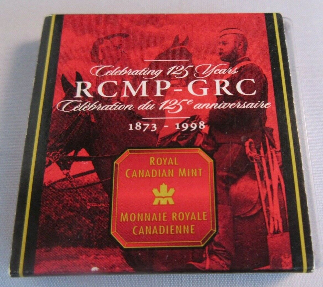 1873-1998 RCMP-GRC QUEEN ELIZABETH II CANADA DOLLAR COIN CAPSULE & OUTER SLEEVE