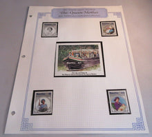 Load image into Gallery viewer, 1985 HMQE QUEEN MOTHER 85th ANNIV COLLECTION MAURITIUS STAMPS ALBUM SHEET
