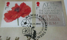 Load image into Gallery viewer, THE 2014 ARMISTICE DAY COMMEMORATIVE S/PROOF £5 IN L/EDITION COIN COVER PNC COA
