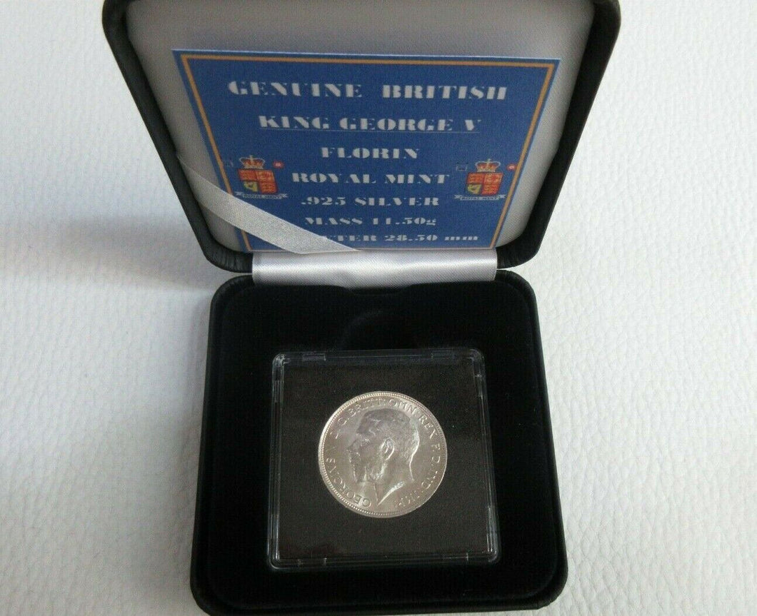 1915 FLORIN GEORGE V SILVER COIN SPINK REF 4012 CROWNED CRUCIFORM BOX & COA