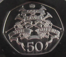 Load image into Gallery viewer, 2022 CELEBRATING 70 YEARS SINCE HM ACCESSION SILVER PROOF 50P CLEAR DISPLAY CASE
