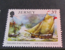 Load image into Gallery viewer, JERSEY FRENCH REVOLUTION 1989 &amp; 1991 DECIMAL STAMPS X 4 MNH IN STAMP HOLDER
