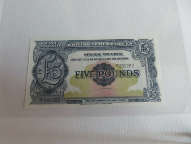 BRITAN ARMED FORCES £5 NOTE GEM Uncirculated 1958 FIVE Pound  EE1 292262