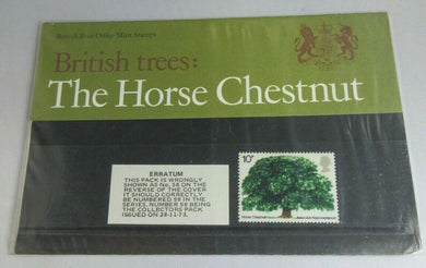 1973 BRITISH TREES HORSE CHESTNUT BRITISH MINT STAMPS PRESENTATION PACK ERROR