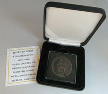 Load image into Gallery viewer, 1858 QUEEN VICTORIA  PENNY YOUNG HEAD IN QUAD CAP &amp; BOX WITH COA
