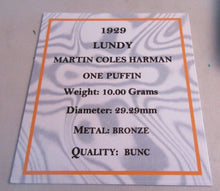 Load image into Gallery viewer, 1929 LUNDY ISLAND BRONZE ONE PUFFIN MARTIN COLES HARMAN BUNC WITH BOX &amp; COA
