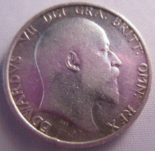 Load image into Gallery viewer, 1906 KING EDWARD VII BARE HEAD VF+ .925 SILVER ONE SHILLING COIN IN CLEAR FLIP
