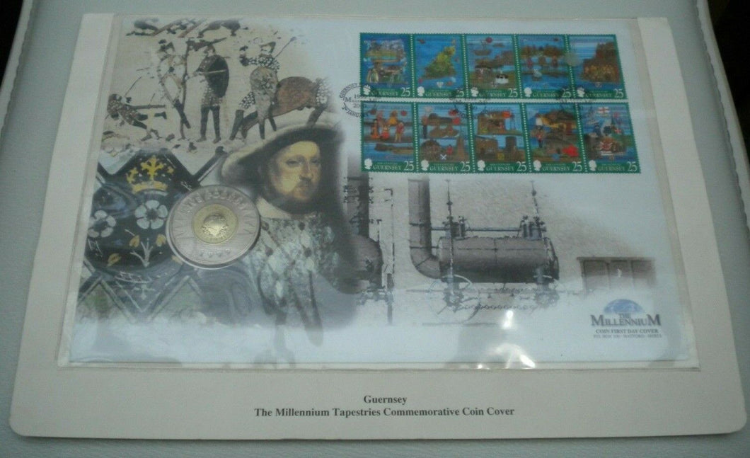 1999 THE MILLENNIUM 1999 BAILIWICK OF GUERNSEY £5 COIN FIRST DAY COVER PNC INFO
